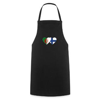 Algérie Finlande Drapeau Coeur - Tablier de cuisine - noir - Devant - AI Model Male 185 dark (185cm)
