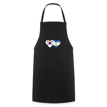 Corée du Sud Argentine Drapeau Coeur - Tablier de cuisine - noir - Devant - AI Model Male 185 dark (185cm)