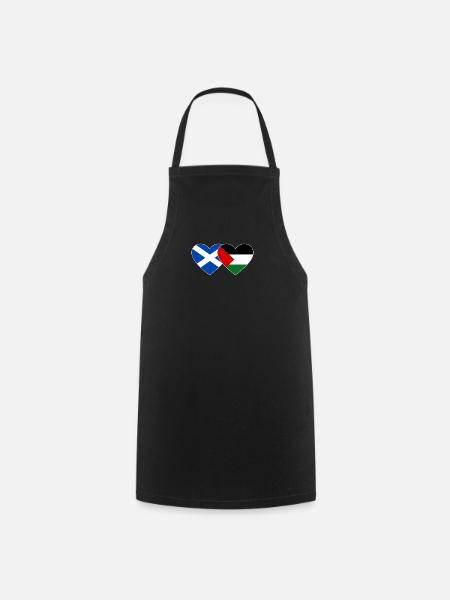 Scotland Palestine Flag Heart - Cooking Apron - black