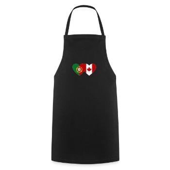 Coeur de drapeau du Portugal Canada - Tablier de cuisine - noir - Devant - AI Model Male 185 dark (185cm)