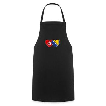Tunisie Bosnie Drapeau Coeur - Tablier de cuisine - noir - Devant - AI Model Male 185 dark (185cm)