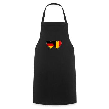 Allemagne Belgique Drapeau Coeur - Tablier de cuisine - noir - Devant - AI Model Male 185 dark (185cm)