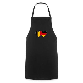 Belgium Germany Flag Heart used - Cooking Apron - black - Front - AI Model Male 185 dark (185cm)