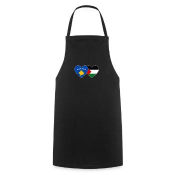 Kosovo Palestine Flag Heart - Cooking Apron - black - Front - AI Model Male 185 dark (185cm)