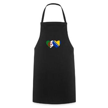 Algérie Bosnie Drapeau Coeur - Tablier de cuisine - noir - Devant - AI Model Male 185 dark (185cm)