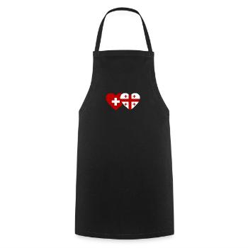 Suisse Géorgie Drapeau Coeur - Tablier de cuisine - noir - Devant - AI Model Male 185 dark (185cm)