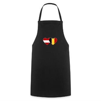 Austria Belgium Flag Heart - Cooking Apron - black - Front - AI Model Male 185 dark (185cm)