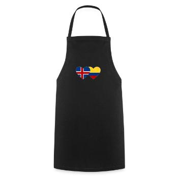 Islande Colombie Drapeau Coeur - Tablier de cuisine - noir - Devant - AI Model Male 185 dark (185cm)
