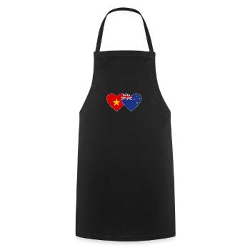 Drapeau Vietnam Nouvelle-Zélande Cœur - Tablier de cuisine - noir - Devant - AI Model Male 185 dark (185cm)