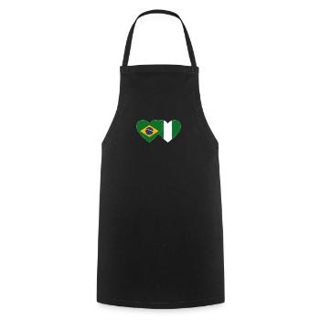 Brazil Nigeria Flag Heart - Cooking Apron - black - Front - AI Model Male 185 dark (185cm)