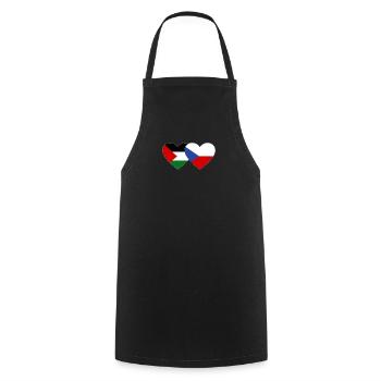 Palestine République tchèque Drapeau Coeur - Tablier de cuisine - noir - Devant - AI Model Male 185 dark (185cm)