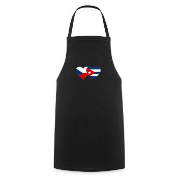 Czech Republic Cuba Flag Heart - Cooking Apron - black - Front - AI Model Male 185 dark (185cm)