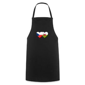 Drapeau de la République tchèque Pays de Galles Coeur - Tablier de cuisine - noir - Devant - AI Model Male 185 dark (185cm)