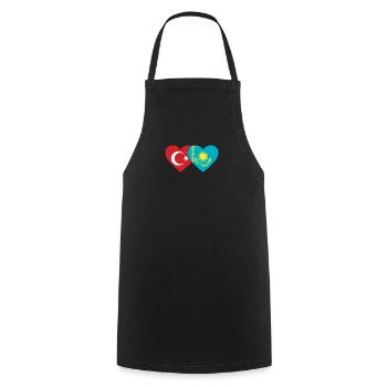 Turquie Kazakhstan Drapeau Coeur - Tablier de cuisine - noir - Devant - AI Model Male 185 dark (185cm)