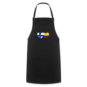 Finlande Colombie Drapeau Coeur Utilisé - Tablier de cuisine - noir - Devant - AI Model Male 185 dark (185cm)