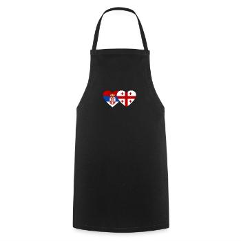 Serbie Géorgie Drapeau Coeur - Tablier de cuisine - noir - Devant - AI Model Male 185 dark (185cm)