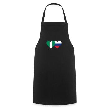 Nigeria Russie Drapeau Coeur - Tablier de cuisine - noir - Devant - AI Model Male 185 dark (185cm)