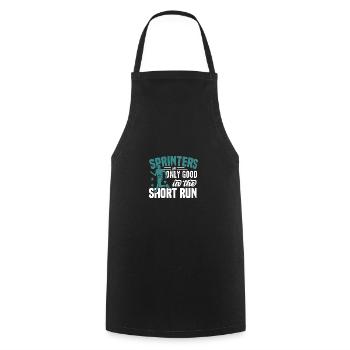 Motif marathon pour coureurs et joggeurs - Tablier de cuisine - noir - Devant - AI Model Male 185 dark (185cm)