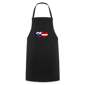 Slovenia Latvia Flag Heart - Cooking Apron - black - Front - AI Model Male 185 dark (185cm)