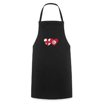 Angleterre Tunisie Drapeau Coeur - Tablier de cuisine - noir - Devant - AI Model Male 185 dark (185cm)