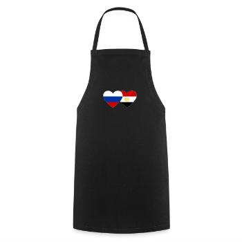 Russia Egypt Flag Hands Heart Shape - Cooking Apron - black - Front - AI Model Male 185 dark (185cm)