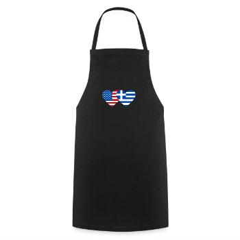 USA Griechenland Flagge Herz - Kochschürze - Schwarz - Vorne - AI Model Male 185 dark (185cm)