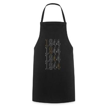 Conception d’anniversaire 1944 - 80 ans - Tablier de cuisine - noir - Devant - AI Model Male 185 dark (185cm)