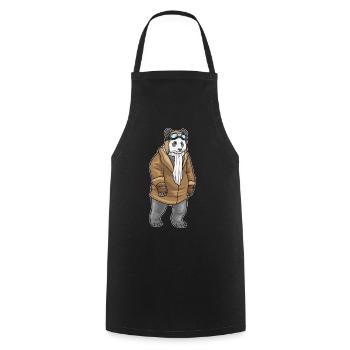 Panda Pilot Pilotenmütze - Kochschürze - Schwarz - Vorne - AI Model Male 185 dark (185cm)
