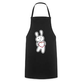 Lapin avec cœur : Amour et gentillesse - Tablier de cuisine - noir - Devant - AI Model Male 185 dark (185cm)