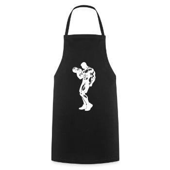 Haltère Silhouette de Fitness - Tablier de cuisine - noir - Devant - AI Model Male 185 dark (185cm)