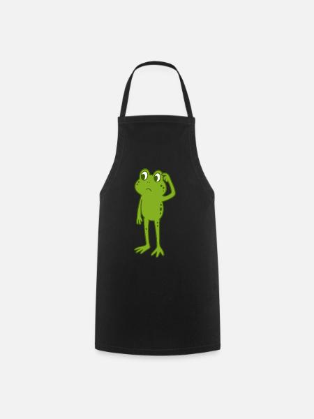 Frosch kratzt sich am Kopf - Kochschürze - Schwarz
