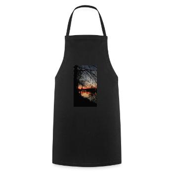 Sunset over the lake - Cooking Apron - black - Front - AI Model Male 185 dark (185cm)