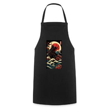 Japanese Katana Samurai Warrior Ukiyo-e Shirt - Cooking Apron - black - Front - AI Model Male 185 dark (185cm)