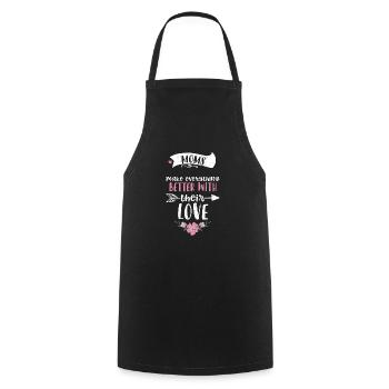 Les mamans améliorent tout avec... - Tablier de cuisine - noir - Devant - AI Model Male 185 dark (185cm)