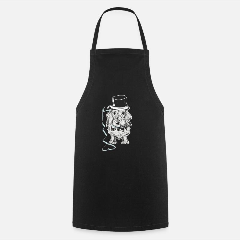 Dachshund with hat - Cooking Apron - black
