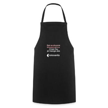 Pain au chocolat chocolatine croissants - Tablier de cuisine - noir - Devant - AI Model Male 185 dark (185cm)