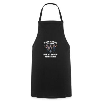 Mon temps en uniforme est terminé policier - Tablier de cuisine - noir - Devant - AI Model Male 185 dark (185cm)