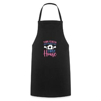 La reine achète la maison du propriétaire - Tablier de cuisine - noir - Devant - AI Model Male 185 dark (185cm)