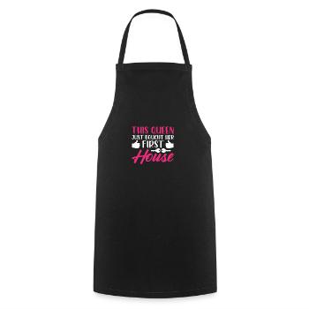 La reine achète un propriétaire de maison - Tablier de cuisine - noir - Devant - AI Model Male 185 dark (185cm)