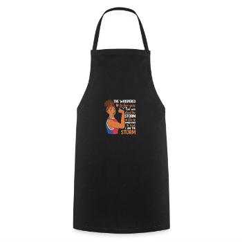 They whispered that they didn't want to talk to the stormwomen. - Cooking Apron - black - Front - AI Model Male 185 dark (185cm)