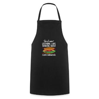 Cuban Sandwich au beurre de cacahuète pour hommes et femmes - Tablier de cuisine - noir - Devant - AI Model Male 185 dark (185cm)