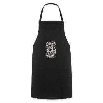 by God by my husband - Cooking Apron - black - Front - AI Model Male 185 dark (185cm)
