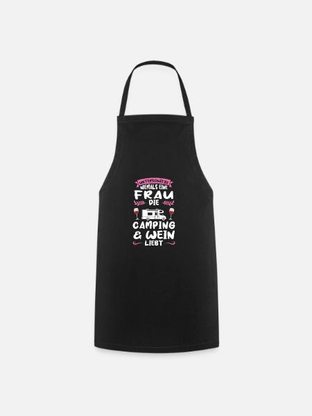 Campen Wein Campingplatz Geschenk - Kochschürze - Schwarz