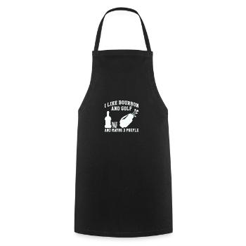 J’aime le bourbon et le golf et peut-être 3 personnes - Tablier de cuisine - noir - Devant - AI Model Male 185 dark (185cm)
