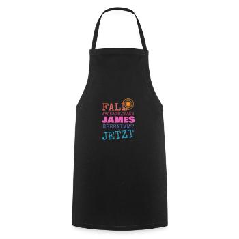 First name James - Cooking Apron - black - Front - AI Model Male 185 dark (185cm)