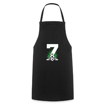 7th Birthday Soccer Player 7 Years Children - Cooking Apron - black - Front - AI Model Male 185 dark (185cm)