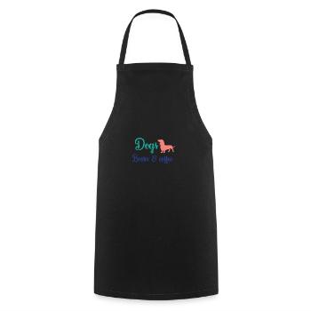 Dogs Books and Coffee, Dog Tshirt, Dog Mom, - Tablier de cuisine - noir - Devant - AI Model Male 185 dark (185cm)