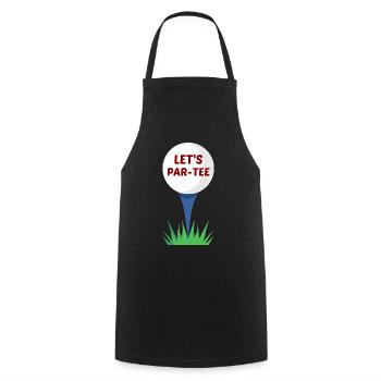 Let's Par-Tee | Golf-Wortspiel - Kochschürze - Schwarz - Vorne - AI Model Male 185 dark (185cm)