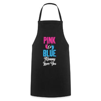 Pink or Blue Mommy Loves You Baby Gender Reveal - Tablier de cuisine - noir - Devant - AI Model Male 185 dark (185cm)
