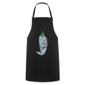 Arc de dauphin - Tablier de cuisine - noir - Devant - AI Model Male 185 dark (185cm)